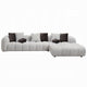 Nela Sectional Sofa | 8 Throw Pillows | Ivory White Linen | 145’’ BM334019