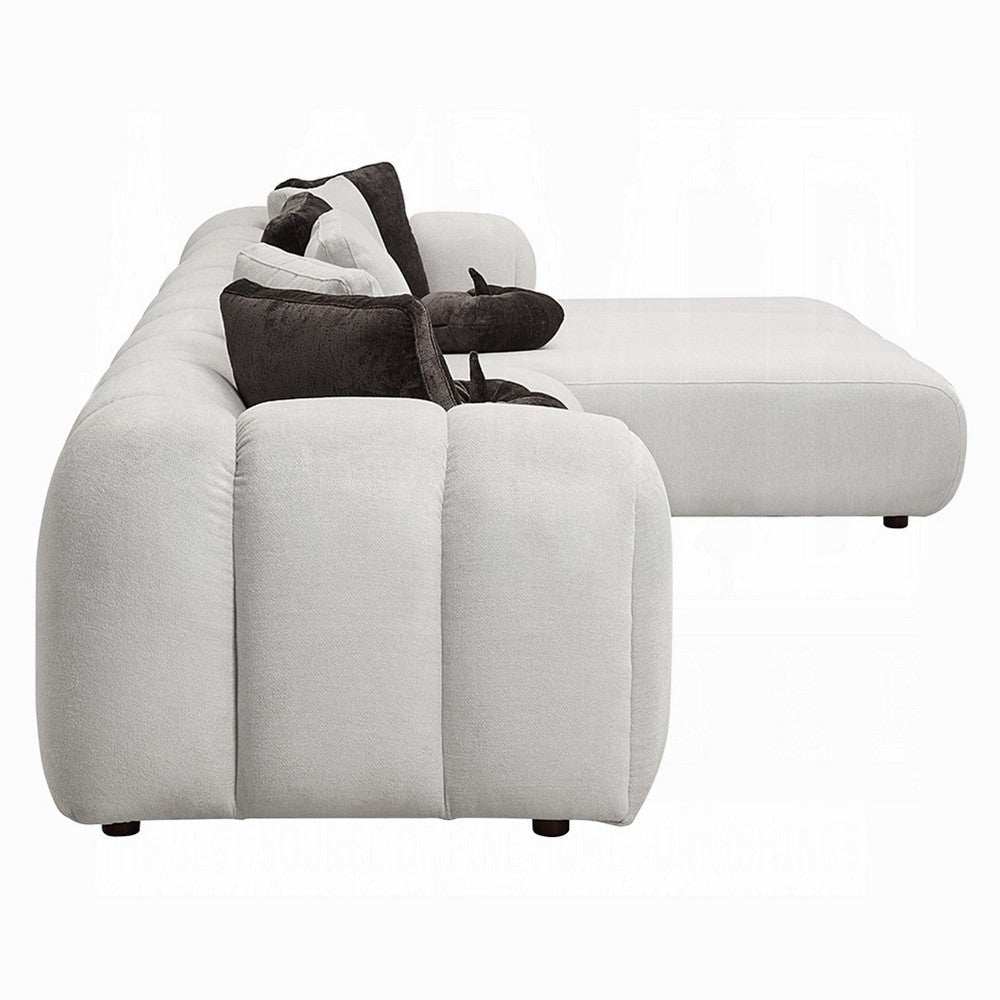 Nela Sectional Sofa | 8 Throw Pillows | Ivory White Linen | 145’’ BM334019