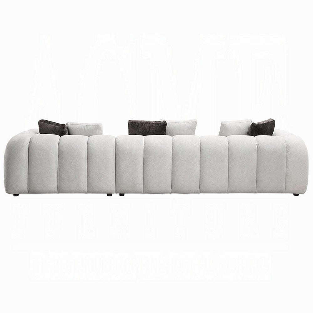 Nela Sectional Sofa | 8 Throw Pillows | Ivory White Linen | 145’’ BM334019