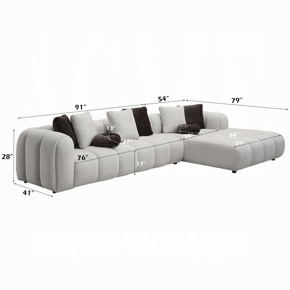 Nela Sectional Sofa | 8 Throw Pillows | Ivory White Linen | 145’’ BM334019