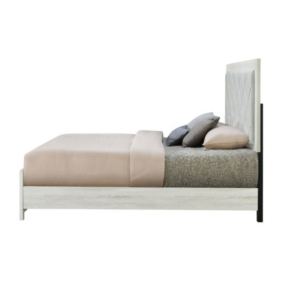 Joho King Size Bed | Luxury Beige Diamond Button Tufted Upholstery BM334020
