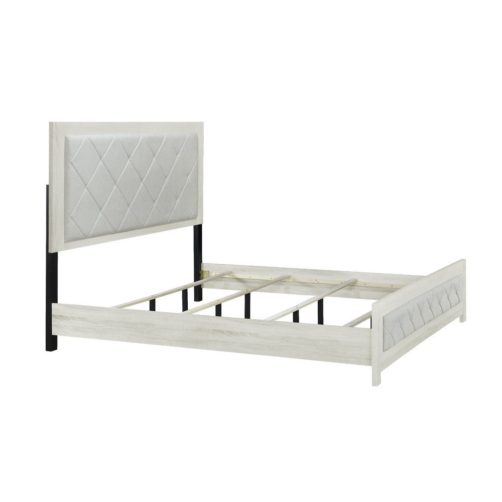 Joho King Size Bed | Luxury Beige Diamond Button Tufted Upholstery BM334020