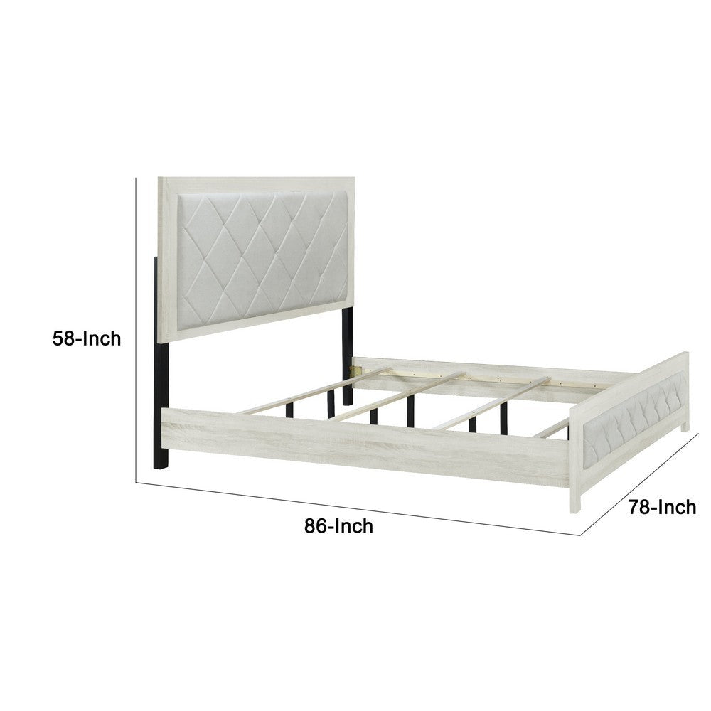 Joho King Size Bed | Luxury Beige Diamond Button Tufted Upholstery BM334020