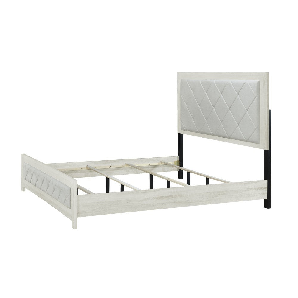 Joho King Size Bed | Luxury Beige Diamond Button Tufted Upholstery BM334020