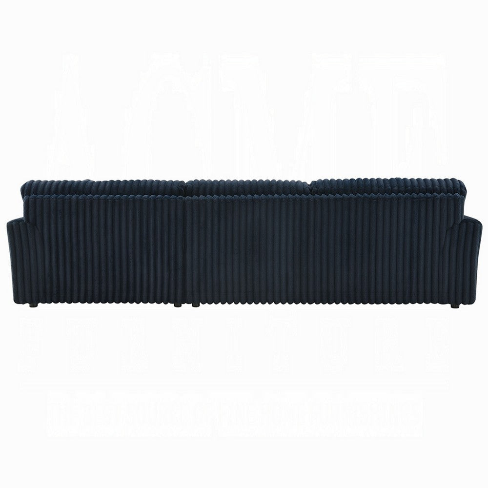 Ronky Sectional Chaise Sofa | 4 Pillows | Navy Blue Corduroy | 123’’ BM334022