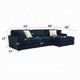 Ronky Sectional Chaise Sofa | 4 Pillows | Navy Blue Corduroy | 123’’ BM334022