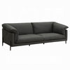 Semi Sofa with Black Metal Legs and Black Top Grain Leather 97 Inch