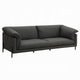 Semi Sofa with Black Metal Legs and Black Top Grain Leather 97 Inch