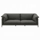 Semi Sofa with Black Metal Legs and Black Top Grain Leather 97 Inch BM334023