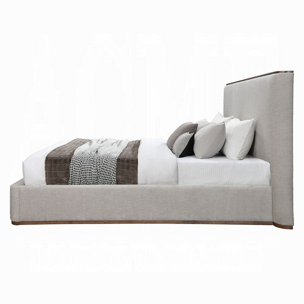 Orion King Bed with Low Profile Footboard | Gray Fabric Upholstered