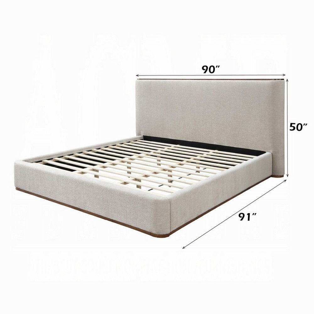 Orion King Bed with Low Profile Footboard | Gray Fabric Upholstered