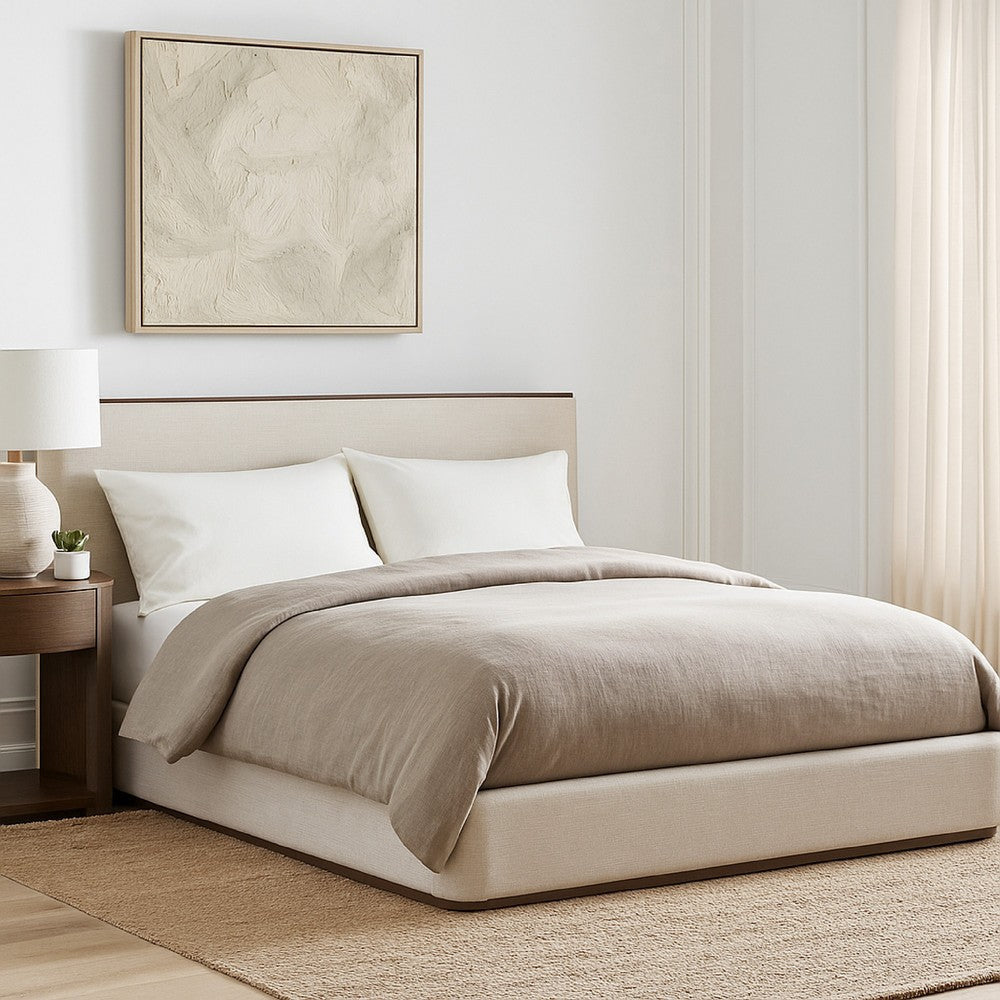Orion King Bed with Low Profile Footboard | Gray Fabric Upholstered