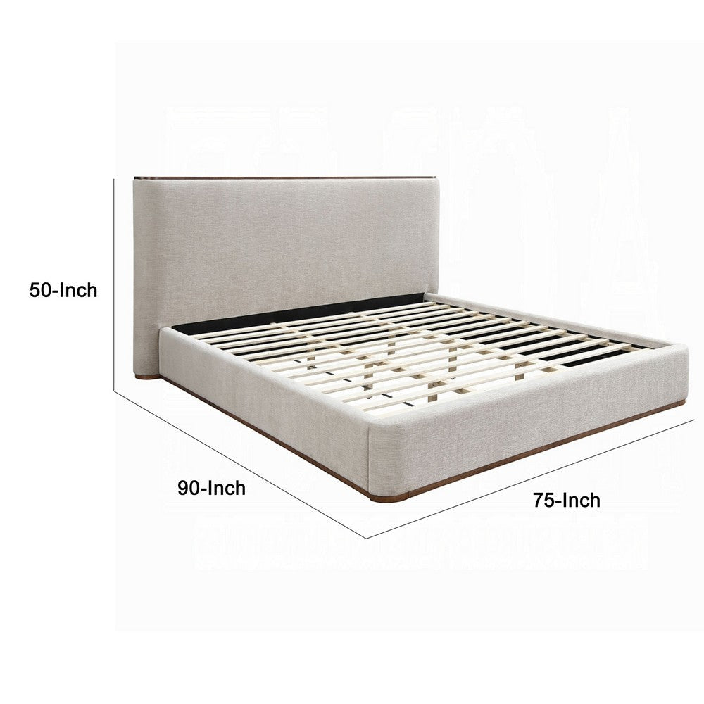 Orion Queen Bed with Low Profile Footboard | Gray Fabric Upholstered