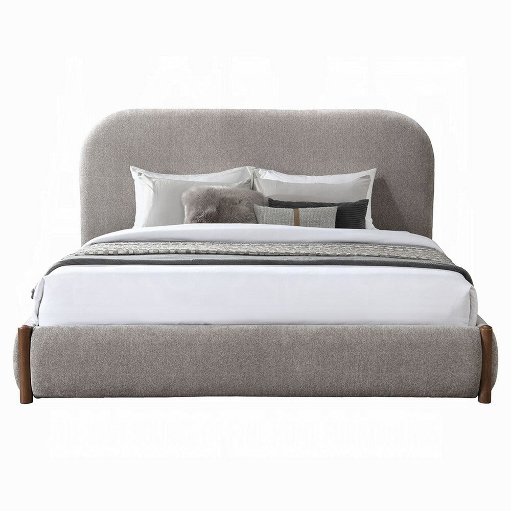 Orion Queen Size Bed with Built-In Storage Drawer | Medium Gray Fabric