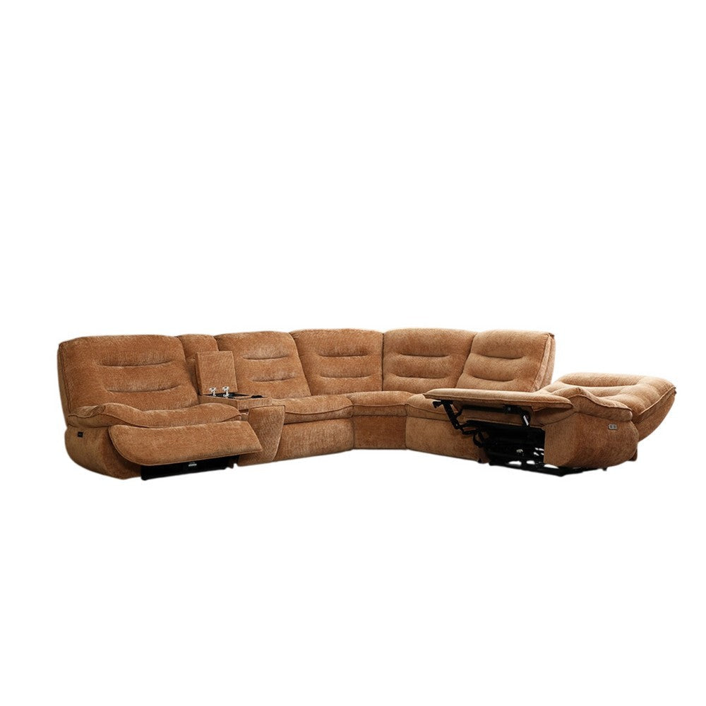 Emett Power Recliner Sectional Sofa | Cupholder | Orange Chenille 139’’ BM334029