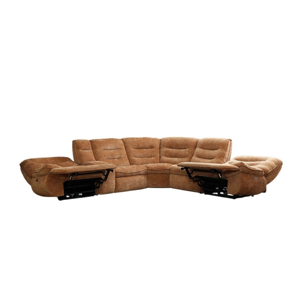 Emett Power Recliner Sectional Sofa | Cupholder | Orange Chenille 139’’ BM334029