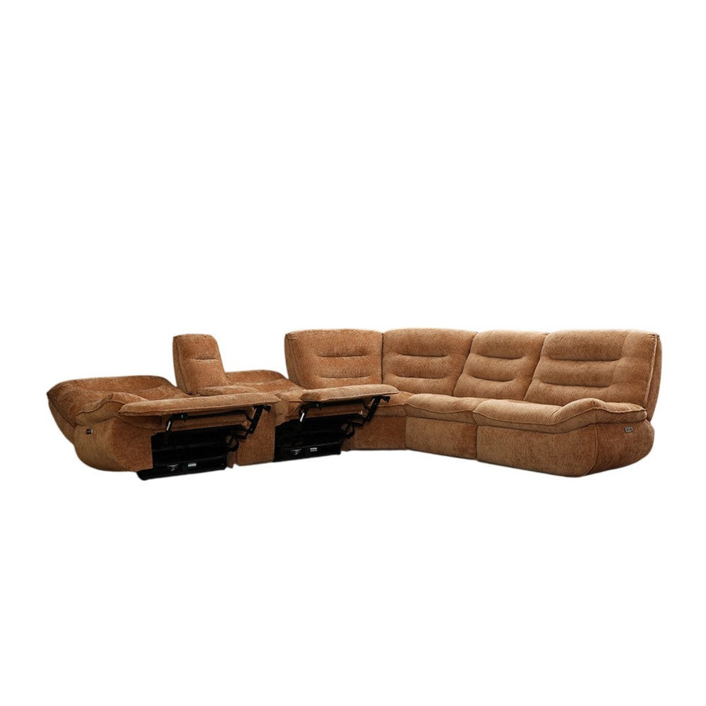 Emett Power Recliner Sectional Sofa | Cupholder | Orange Chenille 139’’ BM334029