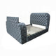 Kerie King Bed with LED Fireplace Hidden Lift TV Stand Gray Velvet BM334031
