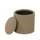 Modern Storage Ottoman | Light Brown Boucle Seat Cushion | 18" Round