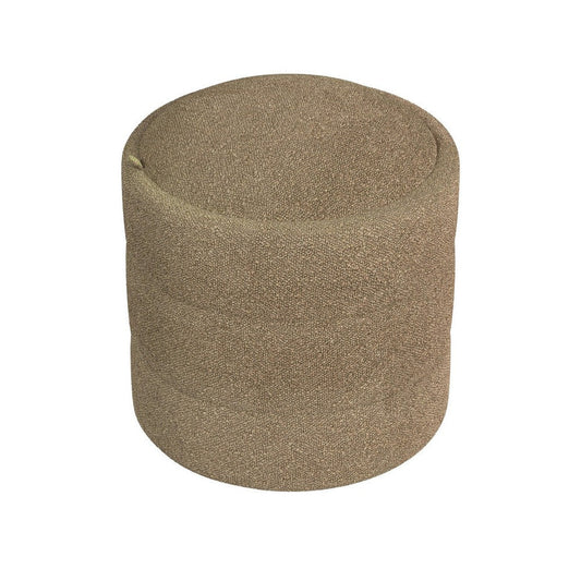 Modern Storage Ottoman | Light Brown Boucle Seat Cushion | 18" Round