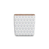 Mody Accent Ottoman | 19’’ Brown Wood Lift Top | White Pattern Fabric BM334034