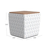 Mody Accent Ottoman | 19’’ Brown Wood Lift Top | White Pattern Fabric BM334034