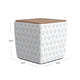 Mody Accent Ottoman | 19’’ Brown Wood Lift Top | White Pattern Fabric BM334034