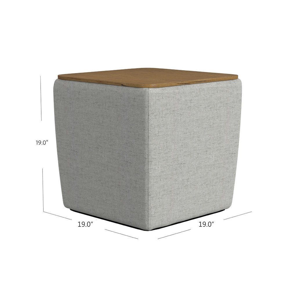 Mody Storage Ottoman | Gray Upholstery | 19’’ Brown Wood Lift Top BM334035