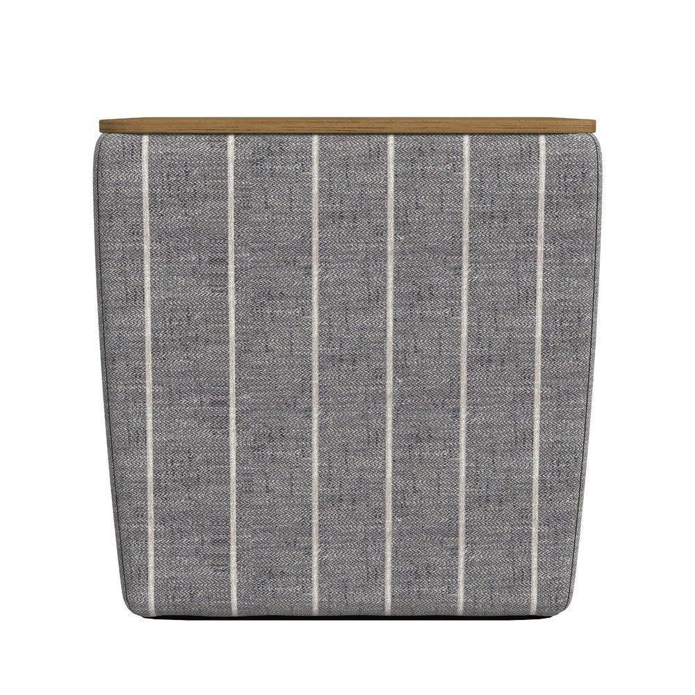 Mody Storage Ottoman | Gray Stripe Fabric | 19’’ Brown Wood Lift Top BM334036