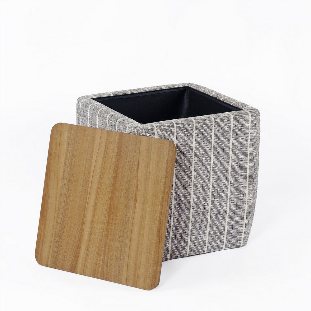 Mody Storage Ottoman | Gray Stripe Fabric | 19’’ Brown Wood Lift Top BM334036