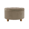 Jo Storage Ottoman | 28" Round Tufted Lift Top | Fawn Brown Velvet