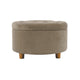 Jo Storage Ottoman | 28" Round Tufted Lift Top | Fawn Brown Velvet