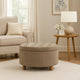 Jo Storage Ottoman | 28" Round Tufted Lift Top | Fawn Brown Velvet