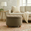 Jo Storage Ottoman | 28" Round Tufted Lift Top | Fawn Brown Velvet