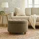 Jo Storage Ottoman | 28" Round Tufted Lift Top | Fawn Brown Velvet