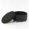 Jo Storage Ottoman | 28’’ Round Tufted Lift Top | Olive Green Velvet BM334038