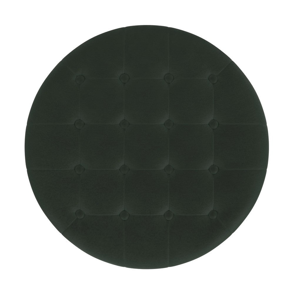 Jo Storage Ottoman | 28’’ Round Tufted Lift Top | Olive Green Velvet BM334038