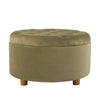Jo Storage Ottoman | 28" Round Tufted Lift Top | Sage Green Velvet