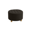 Jo Storage Ottoman, 28" Round Tufted Lift Top, Chocolate Brown Velvet