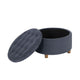 Jo Storage Ottoman | 28’’ Round Tufted Lift Top | Steel Blue Velvet BM334042