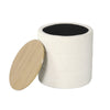 Mona Storage Ottoman | 19’’ Round Lift Top | Channeled Ivory Boucle BM334043