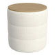 Mona Storage Ottoman | 19’’ Round Lift Top | Channeled Ivory Boucle BM334043