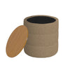 Mona Storage Ottoman | 19’’ Round Lift Top | Channeled Brown Boucle BM334044