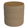 Mona Storage Ottoman | 19’’ Round Lift Top | Channeled Brown Boucle BM334044