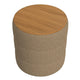 Mona Storage Ottoman | 19" Round Lift Top | Channeled Brown Boucle