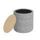 Mona Storage Ottoman | 19’’ Round Lift Top | Channeled Gray Boucle BM334045