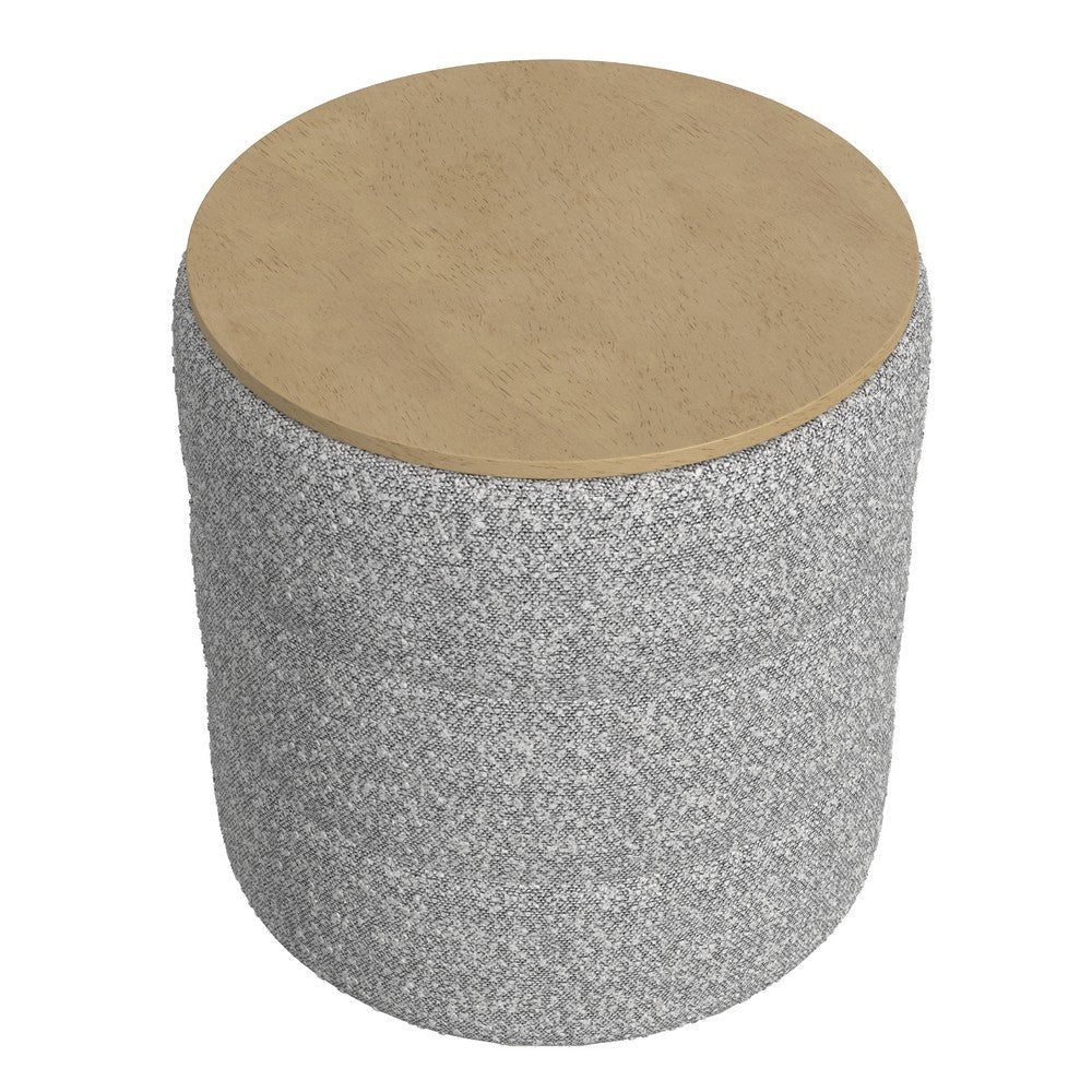 Mona Storage Ottoman | 19’’ Round Lift Top | Channeled Gray Boucle BM334045