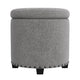 Zoya Storage Ottoman | 19’’ Round Lift Top | Light Gray Woven Fabric