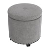Zoya Storage Ottoman | 19’’ Round Lift Top | Light Gray Woven Fabric