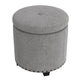 Zoya Storage Ottoman | 19’’ Round Lift Top | Light Gray Woven Fabric